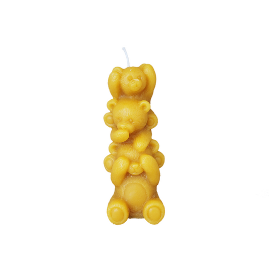 3 Bären Kerze aus Bienenwachs